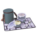 Zippy Nova: Lunch box bag with 3 Stainless steel containers, Fork, Spoon, Tablemat