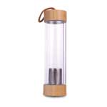 BambooCloud: Frosted Glass Bottle with Natural Bamboo Cap & Carry Loop | Capacity 500ml (approx)