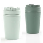 FlexiSip: Compact Glass Mug with Grip & Dual-Way Drinking Lid | Double sip option with straw | Capacity 390ml (approx)