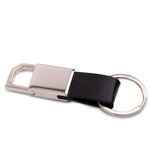 Rectangle hanging metal keychain with PU strap