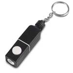 Round hanging metal keychain with PU strap