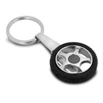Metal keychain with double side Bamboo plate