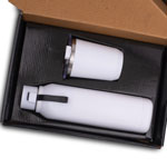 5 in 1 set: Foggy SS coffee mug, Metal pen, Metal mobile stand, A5 notebook and Keychain