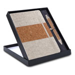 EcoSet 4: Set of A5 Cork notebook, 2 Bamboo Coffee Mugs with Silicon Sleeve, Bamboo Pen & Cork Keychain in Kraft Gift Box