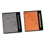 4 in 1 Black set: Tulip shape Keychain, SS Bottle, Metal Pen and A5 PU notebook in Kraft Gift Box