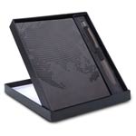 4 pc Notebook Set: A6 size notebook, Metal Pen, Loop Keychain & Visiting card holder in Gift box