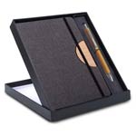 Compact 3 Pc Tan Gift Set: Metal Pen, Metal PU Keychain, & Metal Card Holder