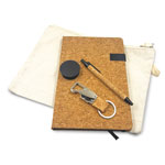 Offix Set of 5: Dual Tone A5 Notebook, Metal Bamboo Pen, Metal Hanging Keychain, Metal Card Holder, Duramug Steel Suction Mug in Magnetic Gift Box with Handle