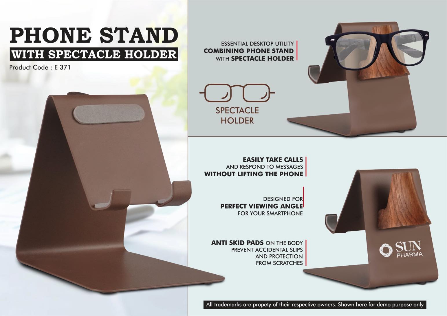 Metal Mobile Phone stand with Spectacle holder | Perfect for glasses & goggles
