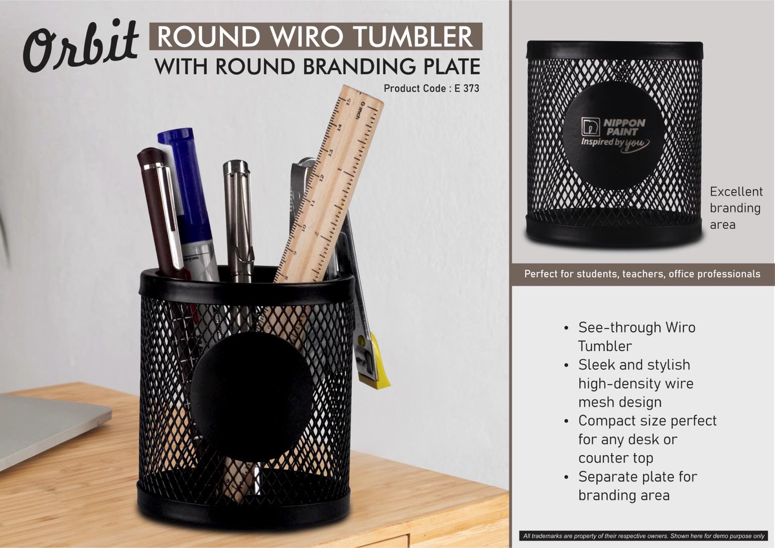 Orbit: Round Wiro tumbler with Round Branding Plate