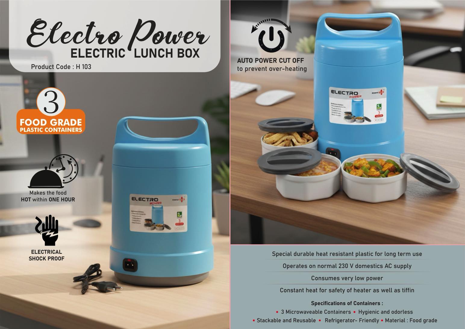 Electro Power: Electric Lunch box with Auto-cut function