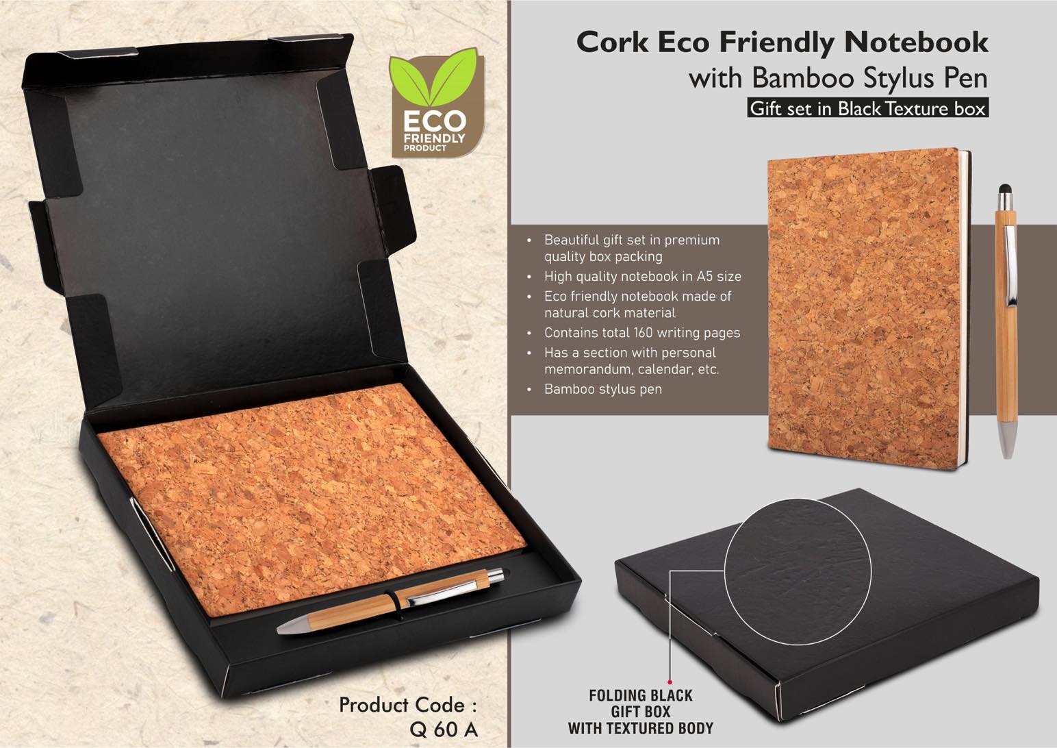 Cork Notebook with Bamboo Stylus pen | Gift set in Black box - https://youtu.be/JOmqX3_eOoA