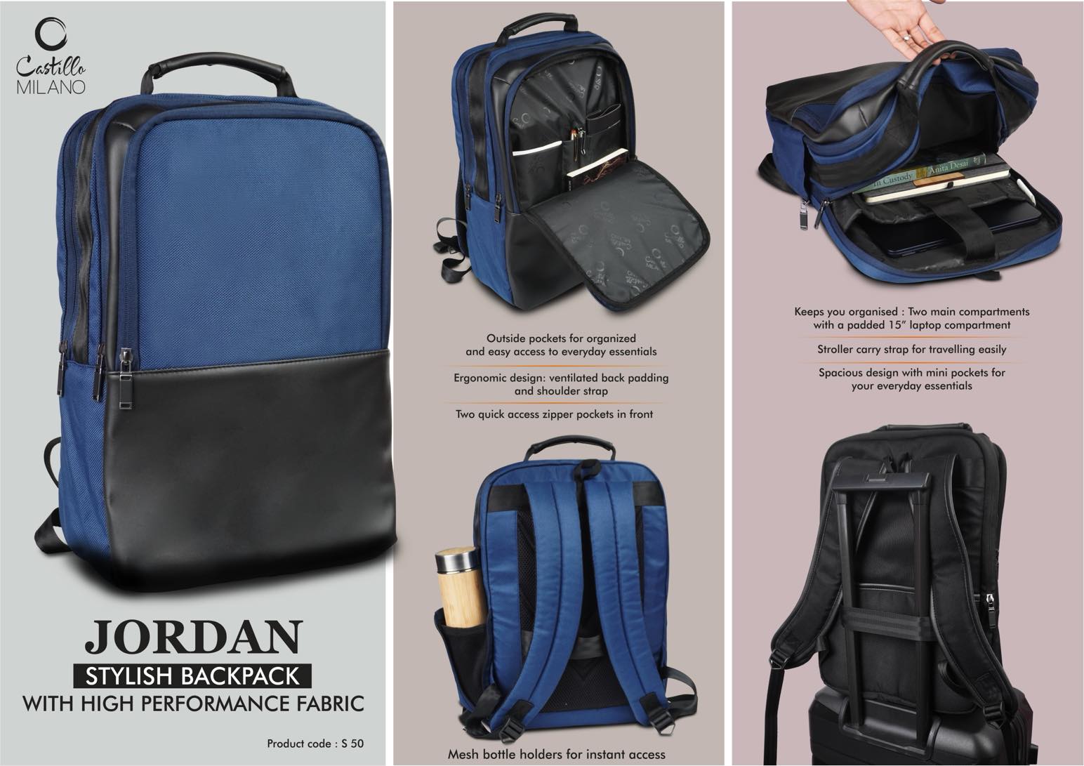 Jordan: Stylish Backpack bag with high performance fabric | Padded laptop compartment