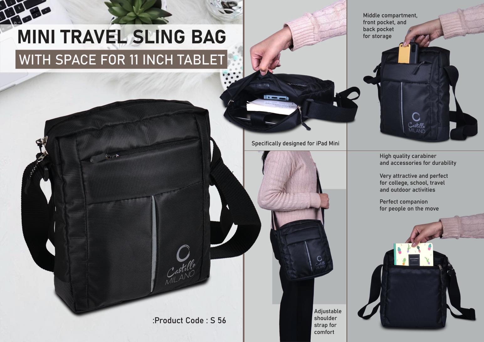 Mini Travel sling bag with space for 11 inch Tablet | Perfect for iPad Mini