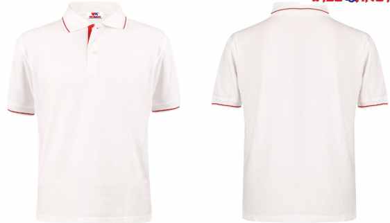 WD-002 White Polo T-Shirt with Red Trim