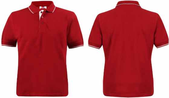Red Polo T-Shirt with Tipped Collar